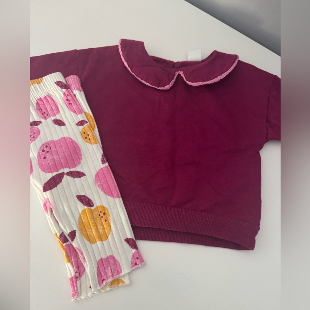 PL Petit Lem baby girl 2 piece outfit pink fruit 6 month